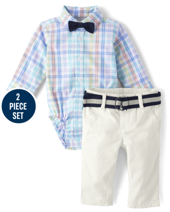 Baby Boys Dad And Me Rainbow Gingham Poplin 2-Piece Outfit Set