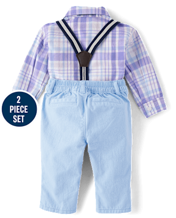 Baby Boys Dad And Me Plaid Poplin 2-Piece Outfit Set