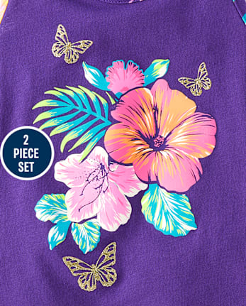 Conjunto de traje tropical de 2 piezas para niñas pequeñas