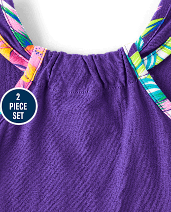 Conjunto de traje tropical de 2 piezas para niñas pequeñas