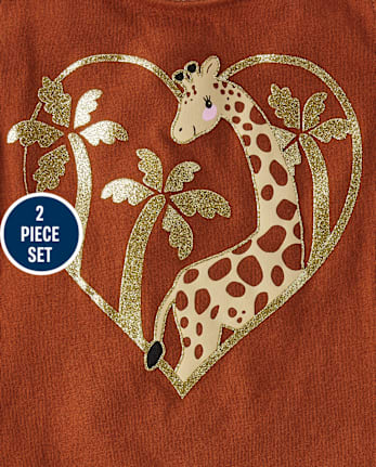 Toddler Girls Glitter Giraffe 2-Piece Outfit Set