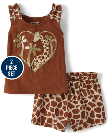 Toddler Girls Glitter Giraffe 2-Piece Outfit Set