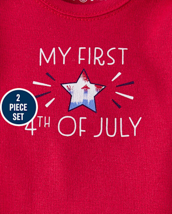Conjunto de ropa de juego de 2 piezas unisex para bebé, primer 4 de julio