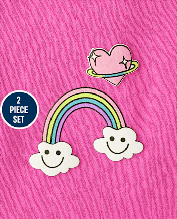 Niños pequeños Niña Rainbow Fleece Conjunto de 2 piezas