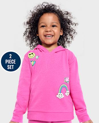 Niños pequeños Niña Rainbow Fleece Conjunto de 2 piezas