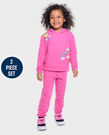 Niños pequeños Niña Rainbow Fleece Conjunto de 2 piezas