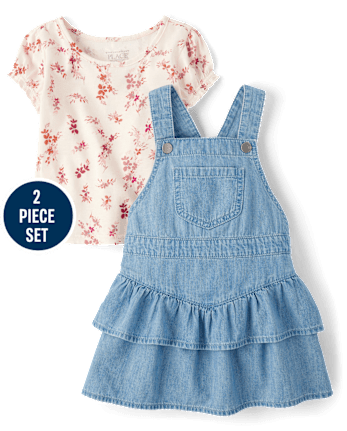 Toddler Girls Floral Ruffle 2-Piece Outfit Set