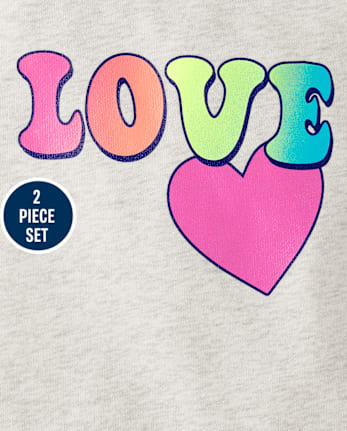Niños pequeños Niña Love Fleece Conjunto de 2 piezas