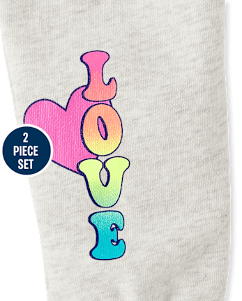 Niños pequeños Niña Love Fleece Conjunto de 2 piezas