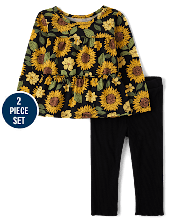 Toddler Girls Sunflower 2-Piece Outfit Set