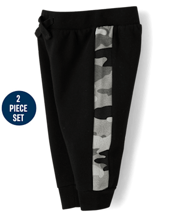 Conjunto de 2 piezas de forro polar con bloques de colores y camuflaje para bebés y niños pequeños