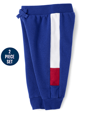 Baby And Toddler Boys Colorblock Premium Fleece 2-Piece Outfit Set