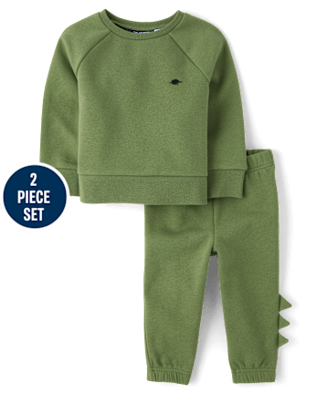 Baby And Toddler Boys Dino Fleece 2-Piece Outfit Set