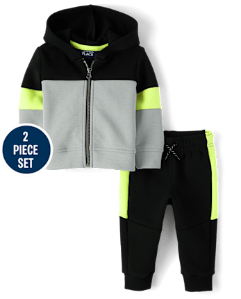 Ensemble de tenue 2 pièces en plongée colorblock pour bébés et tout-petits garçons