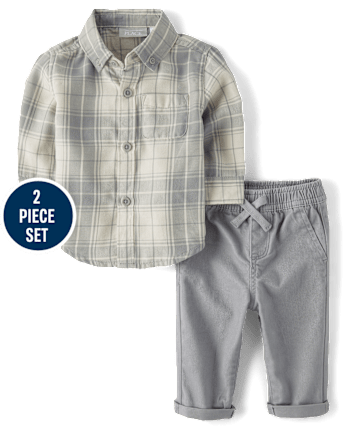 Baby Boys Dad And Me Plaid 2-Piece Outfit Set