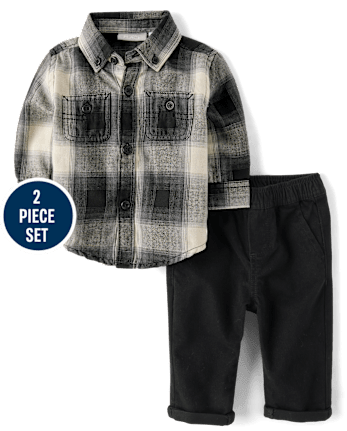 Baby Boys Plaid 2-Piece Outfit Set