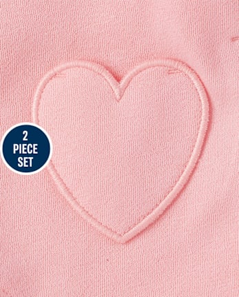 Conjunto de ropa de juego de 2 piezas con forma de corazón para bebé niña