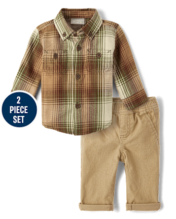 Baby Boys Matching Family Plaid 2-Piece Outfit Set