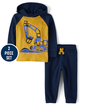 Baby And Toddler Boys Construction Vehicle 2-Piece Outfit Set