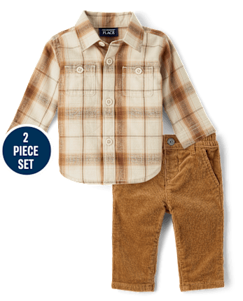 Baby Boys Dad And Me Plaid Flannel 2-Piece Outfit Set