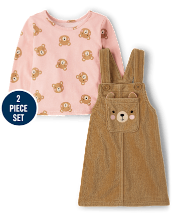 Toddler Girls Bear Skirtall 2-Piece Outfit Set