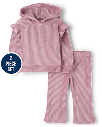 Toddler Girls Ribbed Velour 2-Piece Outfit Set