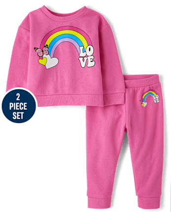 Toddler Girls Graphic Fleece 2-Piece Outfit Set