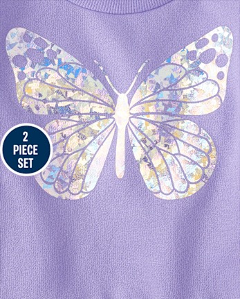 Toddler Girls Sequin Graphic Fleece 2-Piece Outfit Set