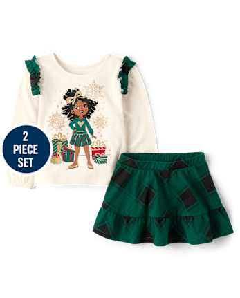 Toddler Girls Plaid Girl 2-Piece Outfit Set