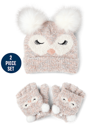 Girls Owl 2-Piece Cold Weather Set
