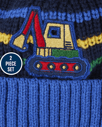 Toddler Boys Embroidered Construction 2-Piece Cold Weather Set