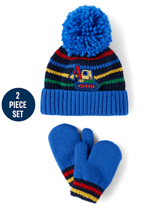 Toddler Boys Embroidered Construction 2-Piece Cold Weather Set