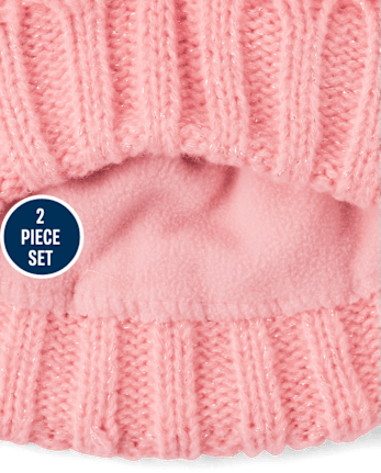 Girls Cable Knit 2-Piece Cold Weather Set