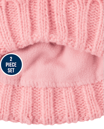 Toddler Girls Cable Knit 2-Piece Cold Weather Set