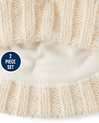 Toddler Girls Cable Knit 2-Piece Cold Weather Set