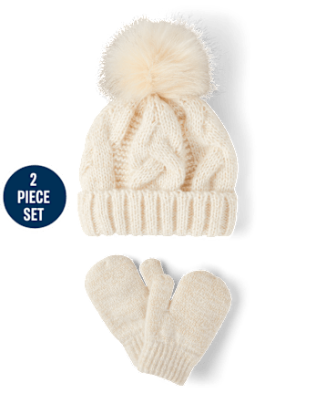 Toddler Girls Cable Knit 2-Piece Cold Weather Set