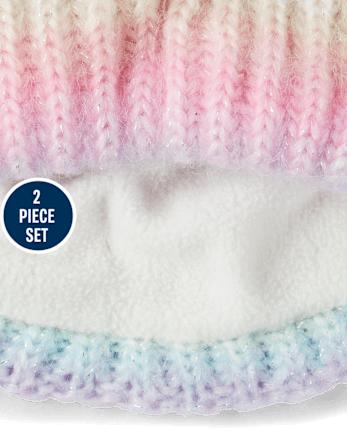 Toddler Girls Rainbow Ombre Cat 2-Piece Cold Weather Set