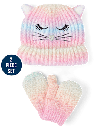 Toddler Girls Rainbow Ombre Cat 2-Piece Cold Weather Set