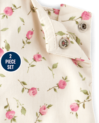 Toddler Girls Floral Skirtall 2-Piece Outfit Set
