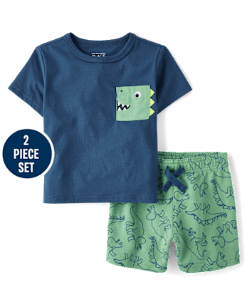 Baby And Toddler Boys Dino 2-Piece Outfit Set