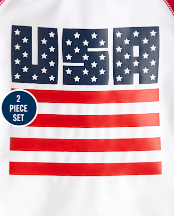 Baby And Toddler Boys USA Rashguard Swimsuit