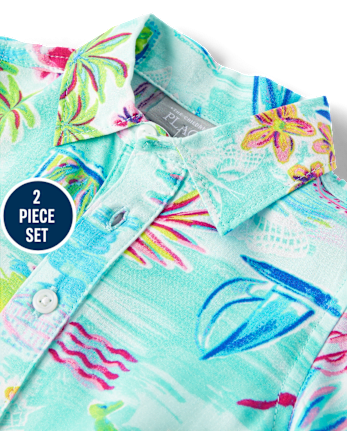 Baby Boys Matching Family Tropical Romper 2-Piece Outfit Set