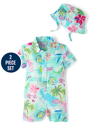 Baby Boys Matching Family Tropical Romper 2-Piece Outfit Set