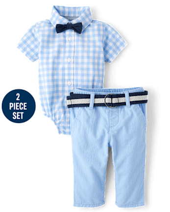 Baby Boys Dad And Me Gingham Poplin 2-Piece Outfit Set