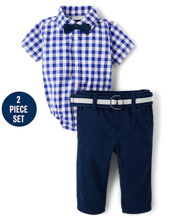 Baby Boys Dad And Me Gingham Poplin 2-Piece Outfit Set