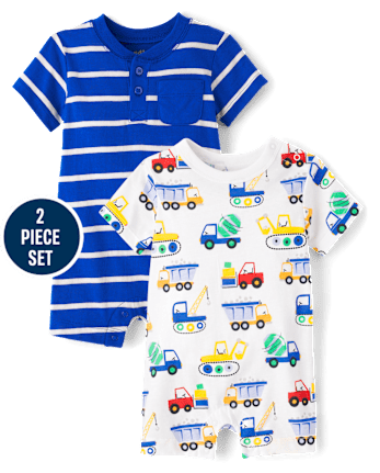 Baby Boys Construction Romper 2-Pack