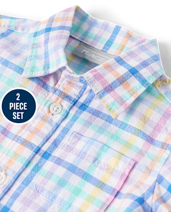 Baby Boys Dad And Me Gingham Poplin 2-Piece Outfit Set