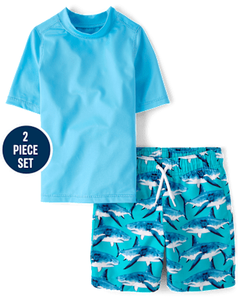 Boys Print Rashguard Swimsuit