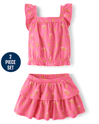 Toddler Girls Floral Flutter 2-Piece Outfit Set