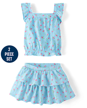 Toddler Girls Floral Flutter 2-Piece Outfit Set
